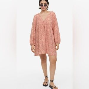 H&M Geometric Short A-Line Orange Print Dress Size Small